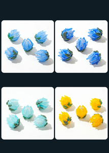 Breloques en forme de bulbes de fleurs en verre soufflé |   Pendentif en verre plaqué or 18 carats PVD, avec attache en acier inoxydable pour la fabrication de bijoux |   Imperméable et durable - Product Image 6