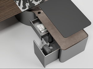 JUOU 2023 <strong>Floating</strong> Executive <strong>Desk</strong> Modern L-Shaped High-Tech Boss CEO <strong>Desk</strong> <strong>with</strong> Solid Wood New Design - Product Image 4