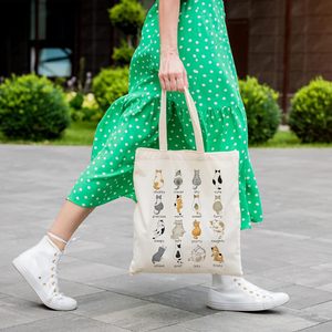 Sac fourre-tout en toile <span class=keywords><strong>Louise</strong></span> Maelys pour femmes, motif chat mignon, en coton, pour l'école, le shopping, la plage, les courses, réutilisable, sac à bandoulière - Product Image 2