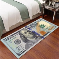 Tapis moderne en 3D dollar américain Design créatif de billets de banque Tapis de porte d'entrée résistant aux taches pour la cuisine Tapis de pied de salle de bain