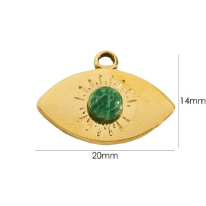 Colgante de Acero Inoxidable Dorado Clásico al por Mayor con Ojo de Tigre, Rodocrosita, Lapislázuli, Ágata <span class=keywords><strong>Verde</strong></span>, Budismo Tibetano para Mujeres y Hombres - Product Image 3