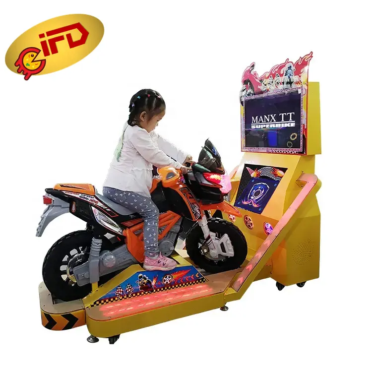 Arcade Máy mô phỏng xe đua đồng tiền hoạt động trò chơi video máy 1 Máy nghe nhạc trẻ em xe máy 22 "TT superbike