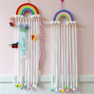 Arazzo da Parete <span class=keywords><strong>Arcobaleno</strong></span> Bohemien in <span class=keywords><strong>Macramè</strong></span> Intrecciato, Porta Fermagli per Capelli per Bambini, Cintura Portaoggetti per Decorazione Domestica - Product Image 2
