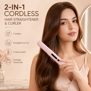 Plancha y Rizador de Pelo 2 en 1 Inalámbrico, con Revestimiento Cerámico, Calentamiento Rápido, Portátil para Viajes - Product Image 3