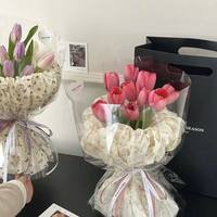 Buket Bunga Mawar Romantis Snow Pear, Pembungkus Kertas Sutra Awan Bunga, Hadiah Florist Buatan Tangan, Kemasan Kertas Tekstur Kasar