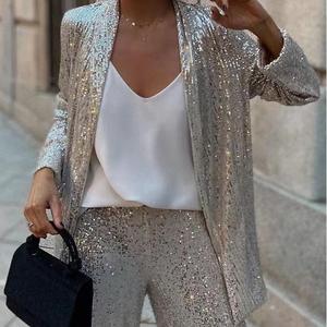 Tricolor Beaded Suit High Waist Casual Pants Women's 2 Piece <b>Set</b> Fashion - Product Image 3