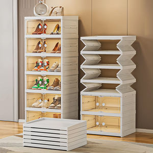 家庭用磁気折りたたみ靴ラック3/6/9層クリアプラスチック収納容器折りたたみ式スニーカーオーガナイザーリビングルーム - Product Image 6