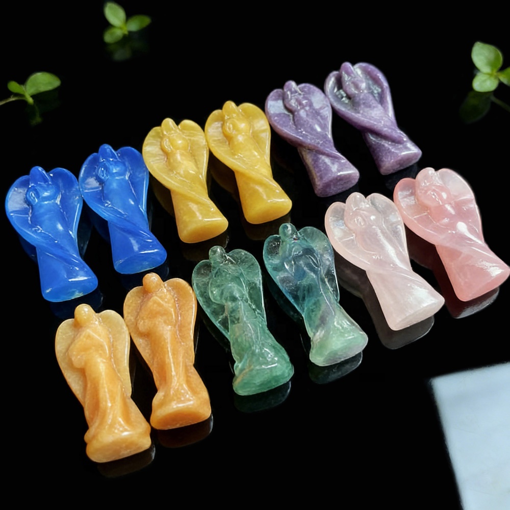 Lovionus89 Estatua De Ángel De Jade Amarillo Natural – Tallado A Mano, Piedra De Curación De 5 Cm Para Protección Y Paz