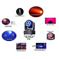 Projecteur de scène mobile Intuiit Mini LED Wash 12x8W RGBW 4-en-1 DMX512 à activation sonore en alliage d'aluminium 9 faisceaux