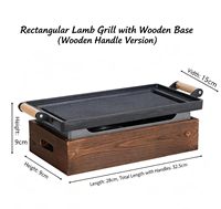 Mini barbecue portable de table au charbon de bois et à l'alcool avec plaque de cuisson et base en bois