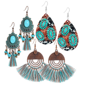 Bohemian Tassel <b>Drop</b> Earrings Alloy Antique <b>Bronze</b> Plated Women's Party Jewelry Fashion Dangle Earrings - Product Image 5