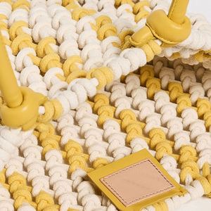 Women's Crochet Striped Tote Bag Large <b>Shoulder</b> <b>Straps</b> Custom Open Top Weekender Handbags Travel Spring Summer Autumn Portable - Product Image 3