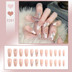 Z259-265 Descuento por Volumen 24 <span class=keywords><strong>Uñas</strong></span> <span class=keywords><strong>Postizas</strong></span> <span class=keywords><strong>de</strong></span> Cobertura Completa Estilo Francés ABS, Forma Cuadrada Corta, <span class=keywords><strong>Uñas</strong></span> <span class=keywords><strong>de</strong></span> Presión con <span class=keywords><strong>Pegamento</strong></span> Pre-diseñadas - Product Image 3