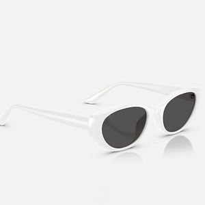 Lunettes de soleil œil-de-chat noires et blanches audacieuses, verres opaques, profil prononcé, protection UV, pour les passionnés de mode urbaine - Product Image 2