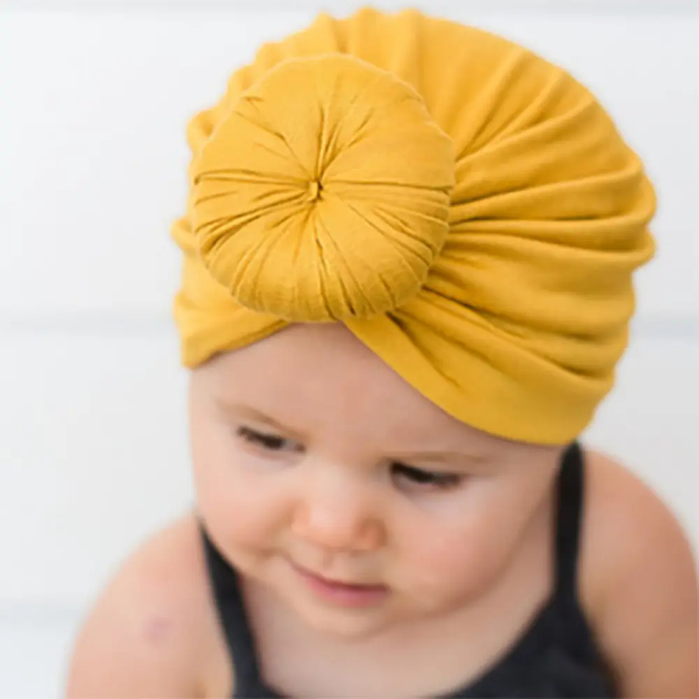 Bando Bayi Perempuan, Aksesoris Rambut Balita Baru Lahir Anak-anak Laki-laki Turban Bonnet Katun Hiasan Kepala Beanie Diikat Padat Lembut 2836