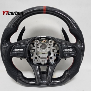 YTcarbon pour Genesis G70 G80, accessoires de voiture de style sport racing, <span class=keywords><strong>volant</strong></span> personnalisé en fibre de <span class=keywords><strong>carbone</strong></span>, levier de vitesses - Product Image 1