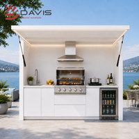 Îlot de cuisine extérieur en acier inoxydable avec barbecue, évier et armoires – Fournisseur OEM/ODM pour projets hôteliers et de complexes hôteliers