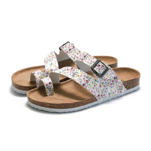 Sandales de plage d'été pour femmes, légères, antidérapantes, type Birkenstock, avec soutien de la voûte plantaire, mules sabots à boucle et sangle imprimée, claquettes en liège - Product Image 1