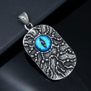 Bijoux gothiques pour femmes et hommes, acier inoxydable, amulette de la vérité de l'œil, crâne, pendentif œil de dragon bleu pour collier de fête - Product Image 5