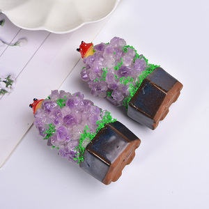 Natural Crystal <strong>Crafts</strong> Healing <strong>Gemstone</strong> Amethyst Flower with Mushroom Potted Landscape for Room Decoration - Product Image 3