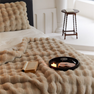 Mùa Đông Tốt Nhất Bán Dày Hai Lớp Sofa Ghế Lông Cừu Bubbly Thỏ Giả Lông Thú Ấm Thở Ném Chăn - Product Image 4