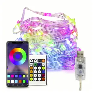 Christmas Tree RGB IC Star Waterfall String Lights Smart Bluetooth APP  Remote Control Home Holiday Decor Fairy Lights Music Sync