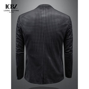 Station européenne costume pied de poule hommes automne et hiver nouvelle veste en <span class=keywords><strong>velours</strong></span> doré Style coréen décontracté une pièce costume épaissi - Product Image 5