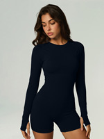 Combinaison de yoga sans couture à manches longues et dos nu pour femme, séchage rapide, respirante, en polyester/nylon, tenue de sport, body court pour l'extérieur
