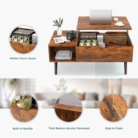 Table basse moderne minimaliste à hauteur réglable pour salon, chambre et bureau, en métal et bois, vente directe usine