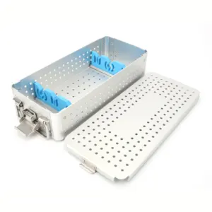 Caja de esterilización de caja de aluminio de fábrica, caja de esterilización quirúrgica de aluminio reutilizable caja de esterilización de caja de aluminio