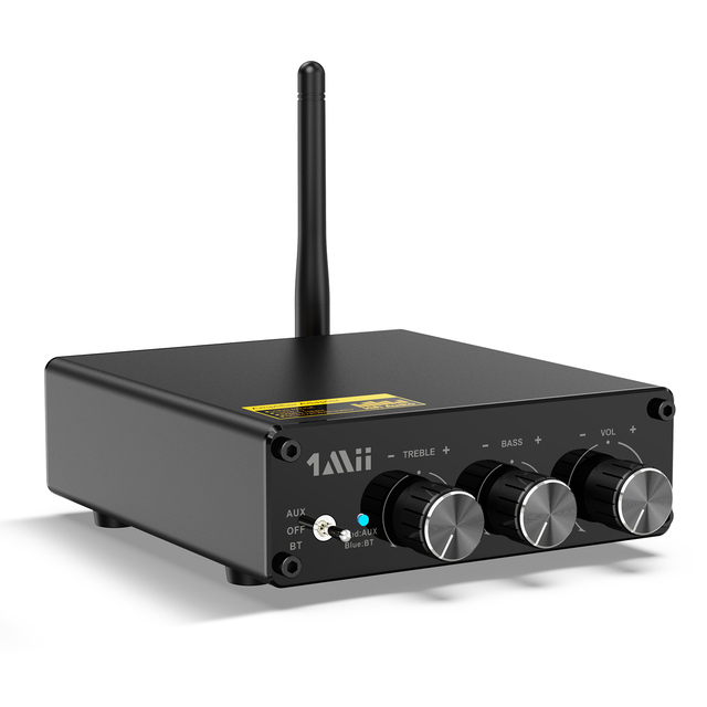 1Mii Bluetooth 5.3 Dual Mode Receiver Amplifier Home Stereo Audio Receiver with RCA AUX Input Audio Video Accessory for Speaker