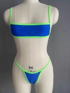 Xuanlang 2024 <span class=keywords><strong>Bikini</strong></span> sólido Bloqueo de color <span class=keywords><strong>sin</strong></span> almohadillas para el pecho Traje de baño Spot Venta al por mayor Mujeres Tanga Traje de baño - Product Image 6