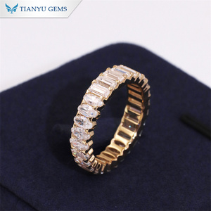 Anello di Fidanzamento Tianyu in Oro Massiccio 10K 14K 18K con <span class=keywords><strong>Smeraldo</strong></span> Taglio Marquise e Moissanite, Gioiello Nuziale Completo - Product Image 2
