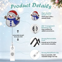 Porte-badge rétractable à thème Noël 2026 en peluche, pendentif Bonhomme de neige et Sapin de Noël, décoration de porte-badge, logo personnalisé