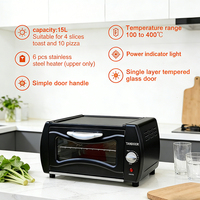 Four à pain électrique certifié CE de 15 L, 2100 W, haute puissance, pour comptoir, avec 6 éléments chauffants, pour pizza de 10 pouces