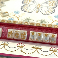 Tapis de Mahjong Américain - Tapis de Table de Mahjong de Luxe avec Motif Papillon et Couronne - Tapis de Jeu en Feutre Antidérapant pour Soirée de Jeu en Famille