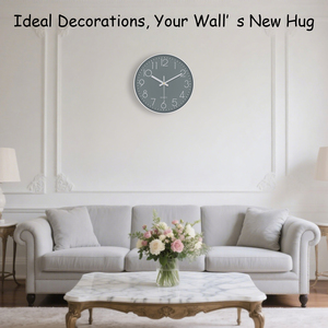 Silent Single Face Analog <strong>Large</strong> Number ABS <strong>Grey</strong> White Quartz Non-Ticking Modern Design Battery Operated Home Wall <strong>Clock</strong> - Product Image 2