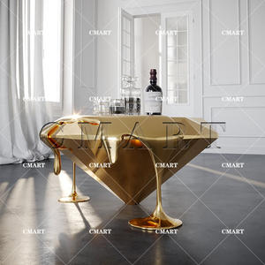 Mesa de centro moderna con diseño de hipopótamo, estatua de fibra de vidrio de mono, escultura de Pantera Rosa, mesa de centro de cristal con hipopótamo - Product Image 2