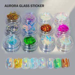 <span class=keywords><strong>B1406</strong></span> Aurora Fairy - Pegatinas de celofán holográficas irregulares para uñas, estilo japonés, sin necesidad de cortar, venta al por mayor - Product Image 1
