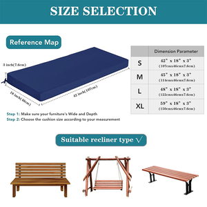 SUREWALHOME Coussins de balançoire de porche épais et imperméables avec tapis de chaise à nouer Tapis de <span class=keywords><strong>coussin</strong></span> de siège rectangulaire <span class=keywords><strong>pour</strong></span> patio de jardin - Product Image 5