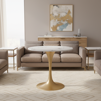 Table basse de luxe pour la maison, design chinois moderne, en dalle de pierre naturelle, avec cadre en acier inoxydable plaqué or, qualité commerciale