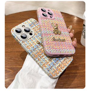 Para <span class=keywords><strong>iPhone</strong></span> 16 Pro Max <span class=keywords><strong>funda</strong></span> de teléfono para <span class=keywords><strong>iPhone</strong></span> 14 patrón tejido 13 15 <span class=keywords><strong>funda</strong></span> de protección de teléfono <span class=keywords><strong>cuerda</strong></span> de mano <span class=keywords><strong>12</strong></span> lindo colgante de conejo - Product Image 2
