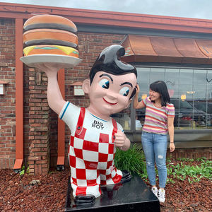 ハンバーガーグラスファイバー彫刻を保持しているホットセールレストラン装飾樹脂像ビッグボーイ - Product Image 2