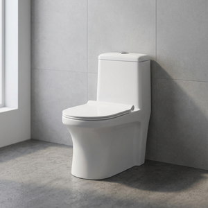 WC monobloc moderne en céramique blanche, à poser au sol, pour salle de bain, sanitaires - Product Image 3