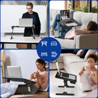 Support de table réglable avec tiroir de rangement, plateau pliable pour ordinateur portable, pour canapé, sol, lit, bureau
