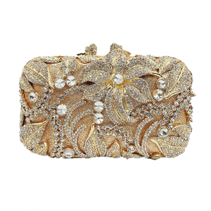 Bolso de Mano Elegante con Pedrería y Flores para Mujer, Bolso de Noche con Cristales para Baile, Reuniones, Cenas y Eventos - Product Image 1