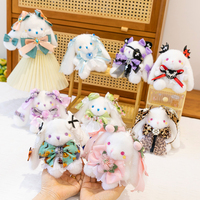 Peluche lapin kawaii lolita avec grand nœud et accessoires en dentelle, poupée animale douce pour filles, cadeau