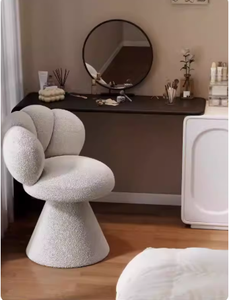 Taburete de tocador giratorio con respaldo para dormitorio femenino, taburete de tocador de lujo ligero con sensación de alta gama - Product Image 4