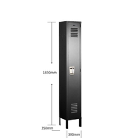 Casier en acier à une porte, armoire de rangement étroite en métal avec pieds surélevés et fentes de ventilation, plusieurs options de couleurs
