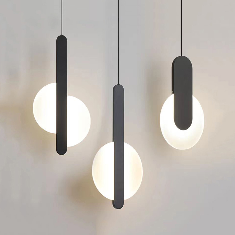 Nordic Nieuwe Kroonluchters Hangende Verlichting Modern Licht Glas Zwart Opknoping Keuken Licht Lineaire Led Hanglamp